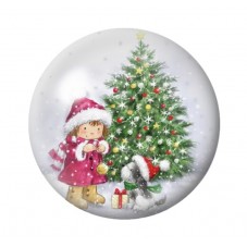 Cabochon en Verre Illustré Noël 12 à 25mm pour la création de bijoux fantaisie - DIY