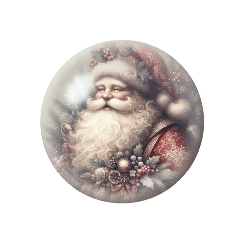 Cabochon en Verre Illustré Père-Noël 12 à 25mm