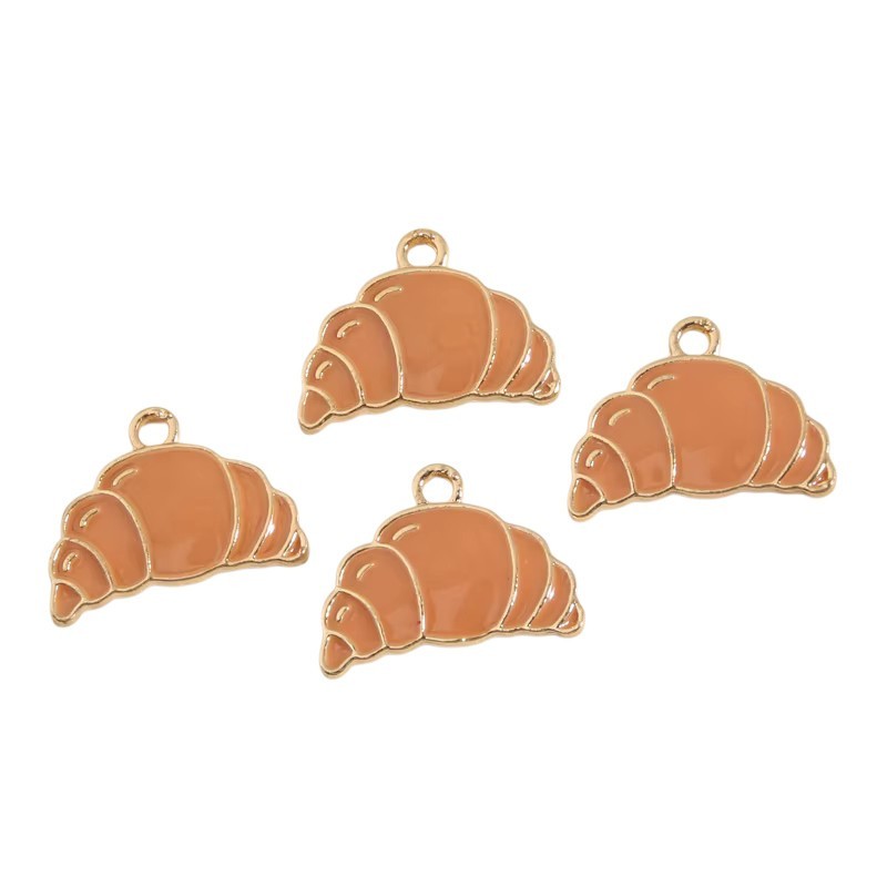 2 Breloques Croissant en Émail Métal Doré 17x12mm