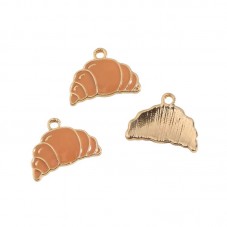 2 Breloques Croissant en Émail Métal Doré 17x12mm