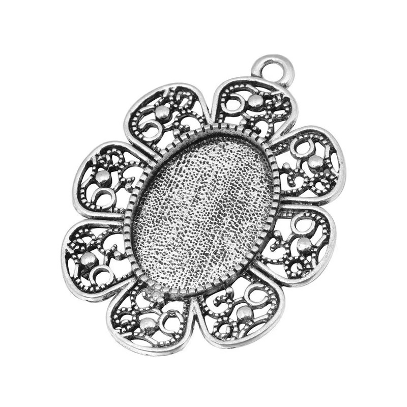 Support Pendentif Argenté pour Cabochon 18x25mm