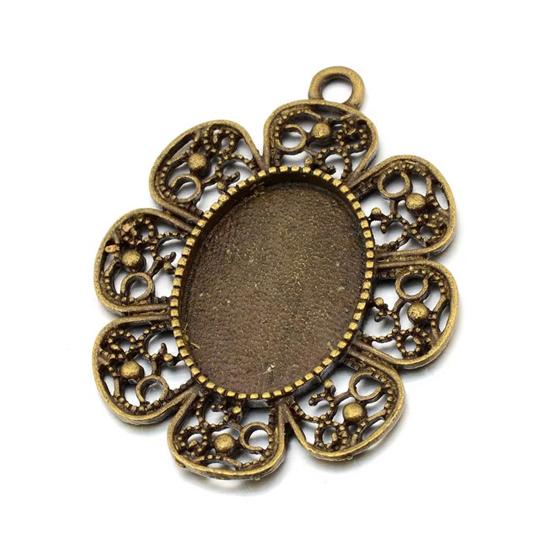 Support Pendentif Bronze pour Cabochon 18x25mm
