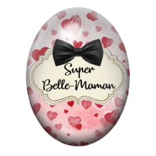 Cabochon en Verre Illustré "Super Belle-Maman" 18x25 ou 30x40mm pour la Création de Bijoux Fantaisie - DIY