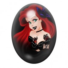 Cabochon en Verre Illustré Princesse La Petite Sirène Gothique 13x18, 18x25 ou 30x40mm pour la Création de Bijoux Fantaisie - DI