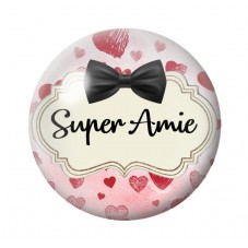 Cabochon en Verre Illustré "Super Amie" 18 à 25mm pour la création de bijoux fantaisie - DIY