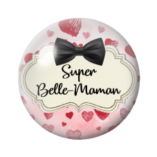 Cabochon en Verre Illustré "Super Belle-Maman" 18 à 25mm pour la création de bijoux fantaisie - DIY