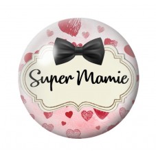 Cabochon en Verre Illustré "Super Mamie" 18 à 25mm pour la création de bijoux fantaisie - DIY