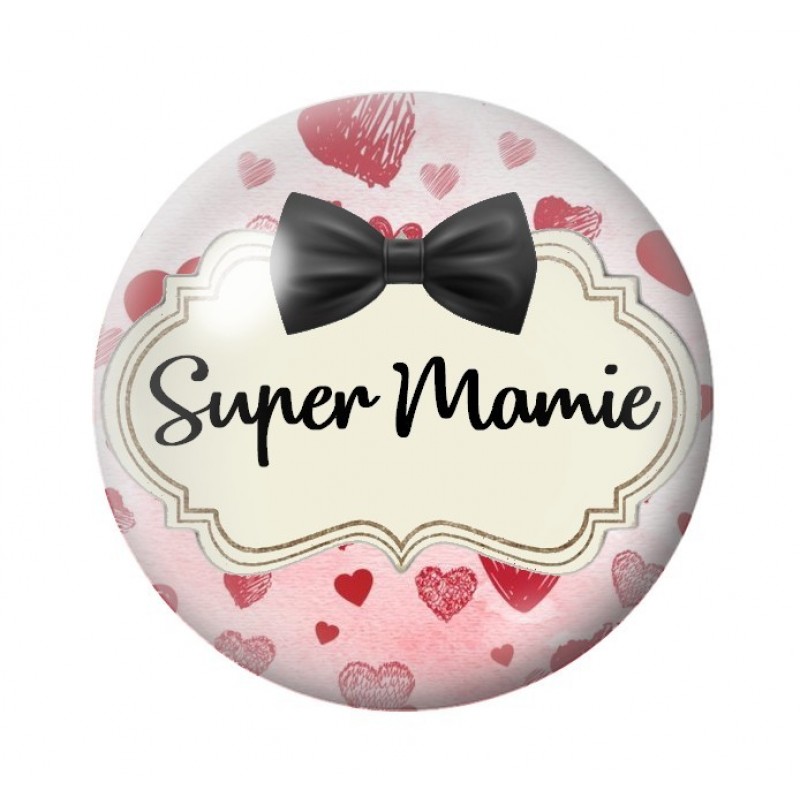 Cabochon en Verre Illustré "Super Mamie" 18 à 25mm