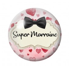 Cabochon en Verre Illustré "Super Marraine" 18 à 25mm pour la création de bijoux fantaisie - DIY