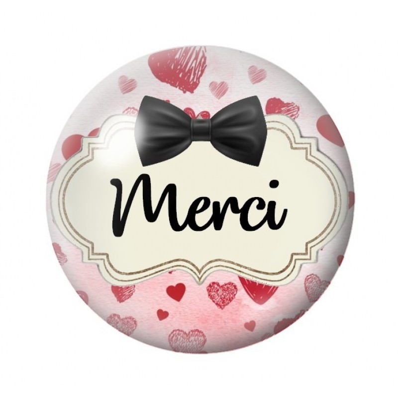 Cabochon en Verre Illustré "Merci" 18 à 25mm