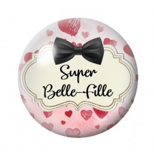 Cabochon en Verre Illustré "Super Belle-Fille" 18 à 25mm pour la création de bijoux fantaisie - DIY