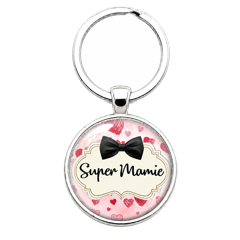 Porte-Clé Fait Main Super Mamie Verre 25mm