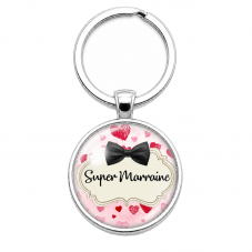 Porte-Clé Fait Main Super Marraine Verre 25mm pour la Création de Bijoux Fantaisie - DIY