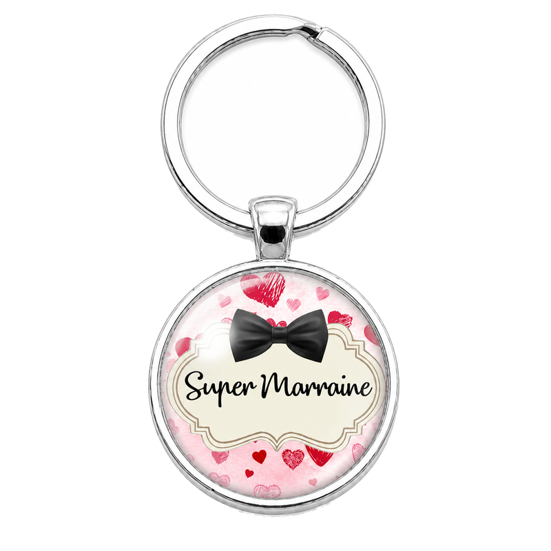 Porte-Clé Fait Main Super Marraine Verre 25mm