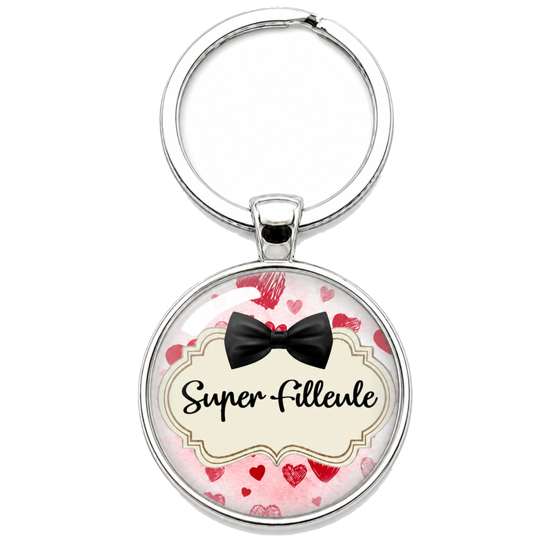 Porte-Clé Fait Main Super Filleule Verre 25mm