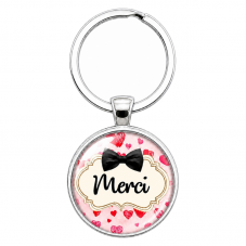 Porte-Clé Fait Main Merci au Nœud Noir 25mm pour la Création de Bijoux Fantaisie - DIY