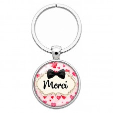 Porte-Clé Fait Main Merci au Nœud Noir 25mm pour la Création de Bijoux Fantaisie - DIY