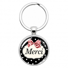 Porte-Clé Fait Main Merci au Nœud Rose 25mm pour la Création de Bijoux Fantaisie - DIY