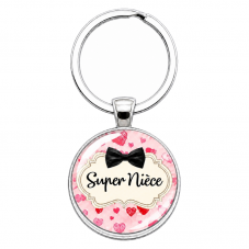 Porte-Clé Fait Main Super Nièce en Verre 25mm pour la Création de Bijoux Fantaisie - DIY