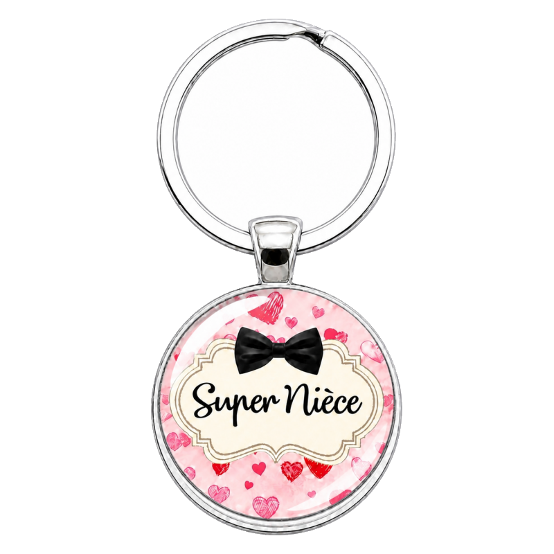 Porte-Clé Fait Main Super Nièce en Verre 25mm