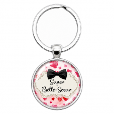 Porte-Clé Fait Main Super Belle-Sœur en Verre 25mm pour la Création de Bijoux Fantaisie - DIY