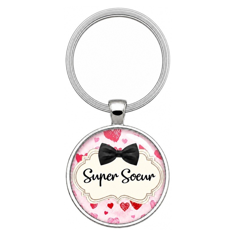 Porte-Clé Fait Main Super Sœur en Verre 25mm