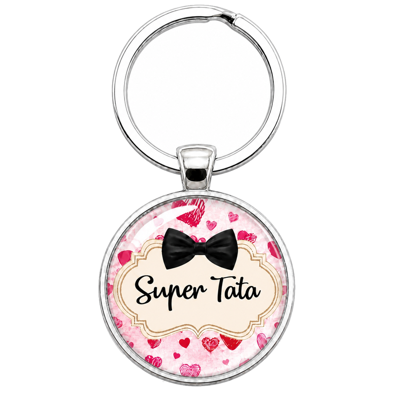 Porte-Clé Fait Main Super Tata en Verre 25mm