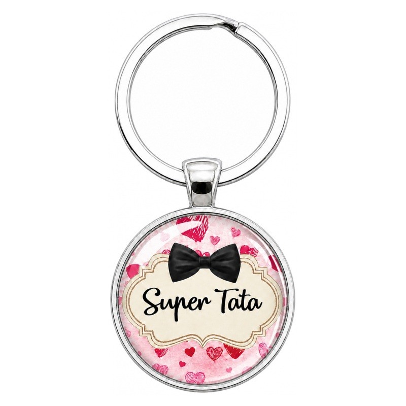 Porte-Clé Fait Main Super Tata en Verre 25mm