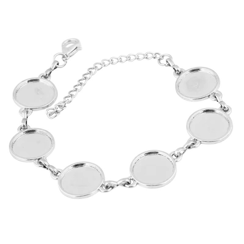 Support Bracelet Argenté Ajustable pour Cabochon 10mm