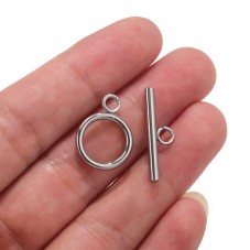 Fermoir Toggle Argenté en Acier Inoxydable pour Bracelet 15mm
