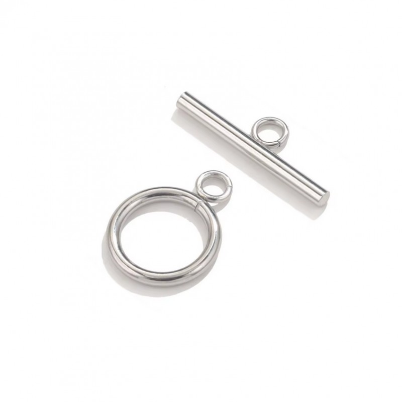 Fermoir Toggle Argenté en Acier Inoxydable pour Bracelet 15mm