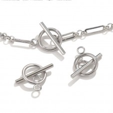 Fermoir Toggle Argenté en Acier Inoxydable pour Bracelet 15mm