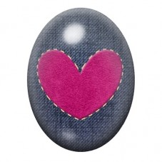 Cabochon en Verre Illustré Cœur Rose Cousu sur Jean 13x18, 18x25 ou 30x40mm pour la création de bijoux fantaisie - DIY