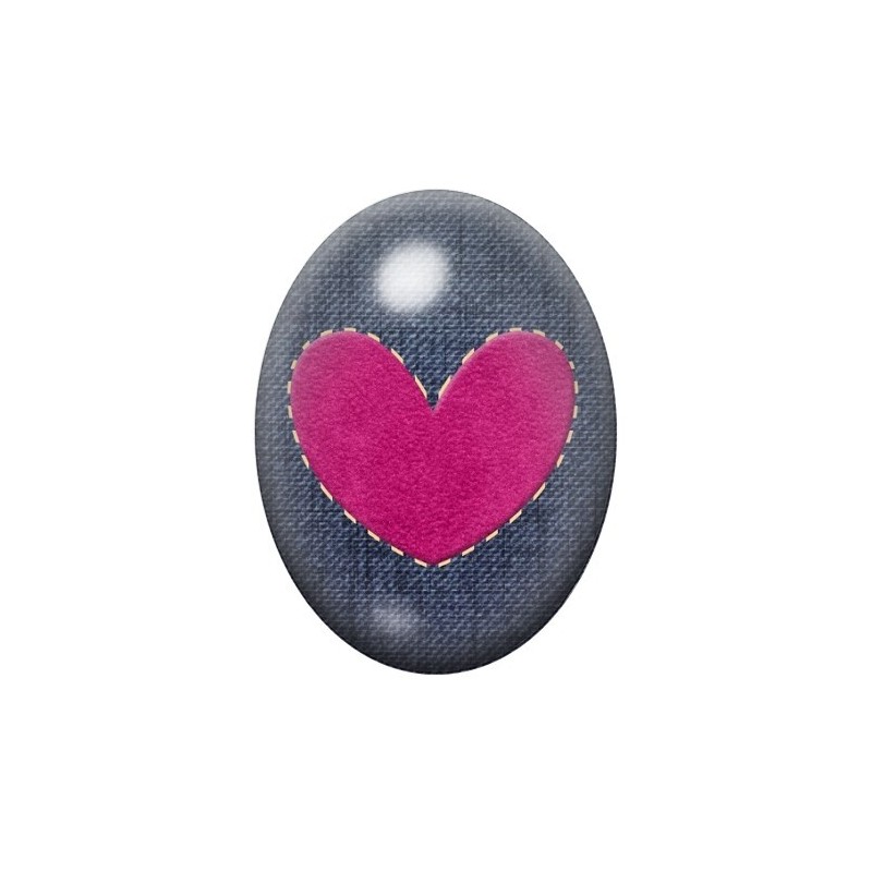 Cabochon en Verre Illustré Coeur Amour 13x18, 18x25 ou 30x40mm