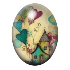 Cabochon en Verre Illustré Coeurs Amour 13x18, 18x25 ou 30x40mm  pour la Création de Bijoux Fantaisie - DIY