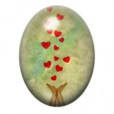 Cabochon en Verre Illustré Mains Coeur Amour 13x18, 18x25 ou 30x40mm  pour la Création de Bijoux Fantaisie - DIY