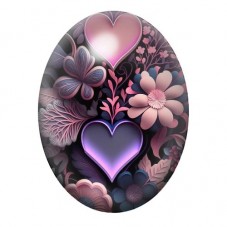 Cabochon en Verre Illustré Coeur Amour 13x18, 18x25 ou 30x40mm  pour la Création de Bijoux Fantaisie - DIY