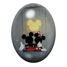 Cabochon en Verre Illustré Mickey et Minnie Coeur Amour 13x18, 18x25 ou 30x40mm  pour la Création de Bijoux Fantaisie - DIY
