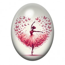 Cabochon en Verre Illustré Danseuse Ballerine Coeur Amour 13x18, 18x25 ou 30x40mm  pour la Création de Bijoux Fantaisie - DIY