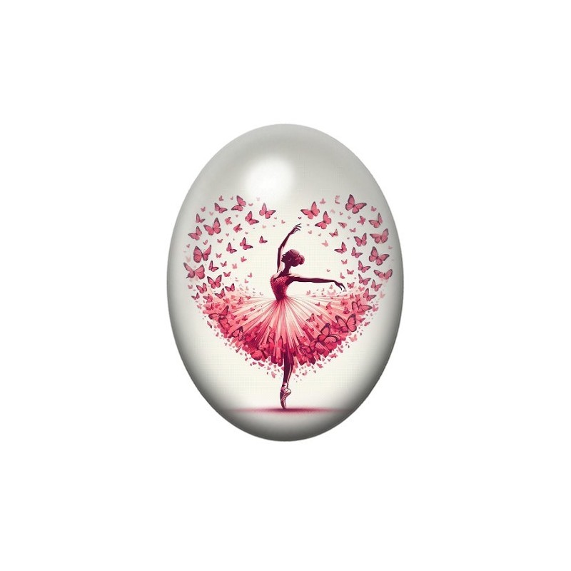 Cabochon en Verre Illustré Danseuse Ballerine Coeur Amour 13x18, 18x25 ou 30x40mm