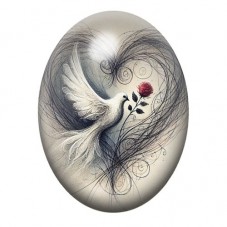 Cabochon en Verre Illustré Colombe Coeur Amour 13x18, 18x25 ou 30x40mm  pour la Création de Bijoux Fantaisie - DIY