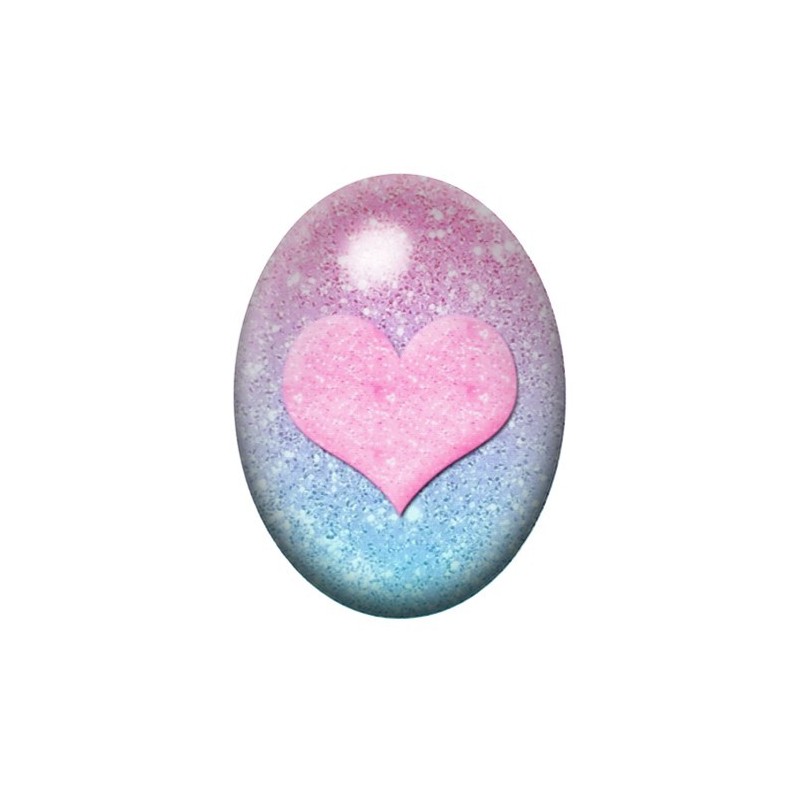 Cabochon en Verre Illustré Coeur Amour 13x18, 18x25 ou 30x40mm
