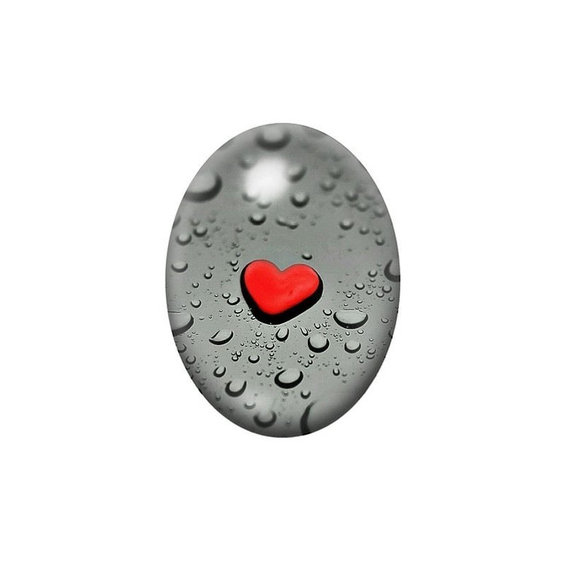 Cabochon en Verre Illustré Coeur Amour 13x18, 18x25 ou 30x40mm