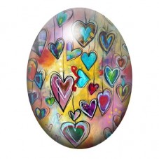 Cabochon en Verre Illustré Coeurs Amour 13x18, 18x25 ou 30x40mm  pour la Création de Bijoux Fantaisie - DIY