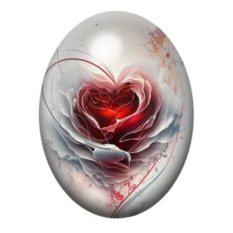 Cabochon en Verre Illustré Coeur Amour 13x18, 18x25 ou 30x40mm