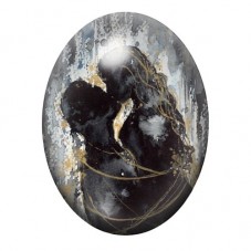 Cabochon en Verre Illustré Couple Enlacé Abstrait Noir et Or 13x18, 18x25 ou 30x40mm pour la création de bijoux fantaisie - DIY