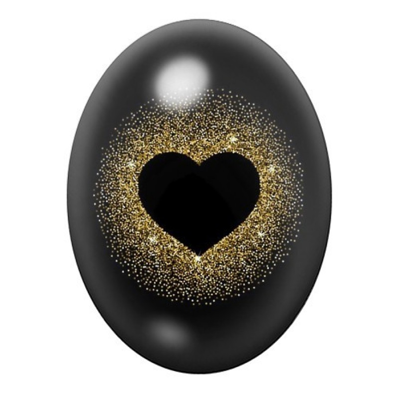 Cabochon en Verre Illustré Coeur Amour 13x18, 18x25 ou 30x40mm