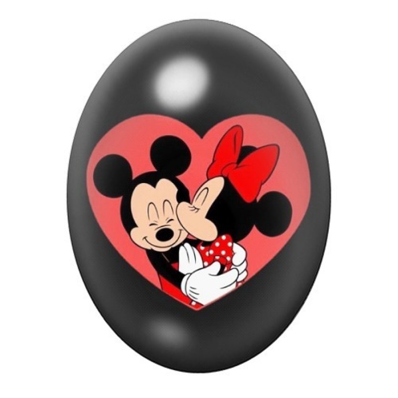 Cabochon en Verre Illustré Couple de Souris dans un Cœur Rouge 13x18, 18x25 ou 30x40mm