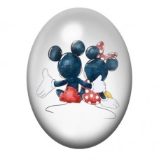 Cabochon en Verre Illustré Mickey et Minnie Amour 13x18, 18x25 ou 30x40mm  pour la Création de Bijoux Fantaisie - DIY
