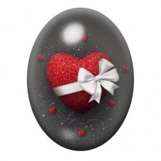 Cabochon en Verre Illustré Coeur Ruban Amour 13x18, 18x25 ou 30x40mm  pour la Création de Bijoux Fantaisie - DIY